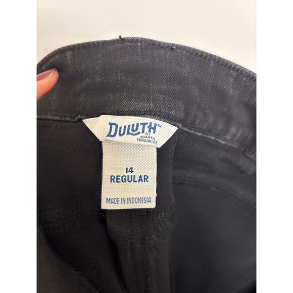Duluth Trading Jeans Womens 14 Black Jean-Netics High Rise Slim Leg Front Seams - Picture 3 of 5